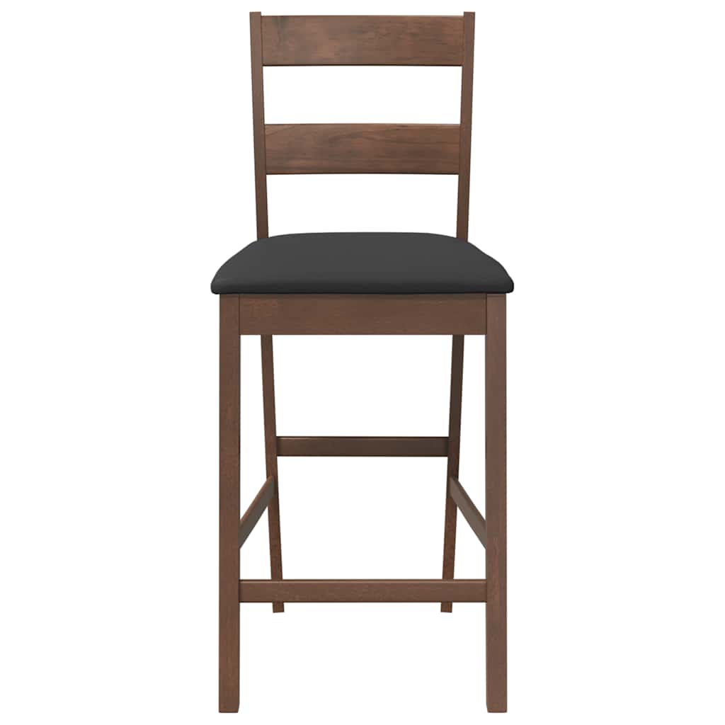 Bar stools with cushions 2 pcs made of rubber made of solid wood brown