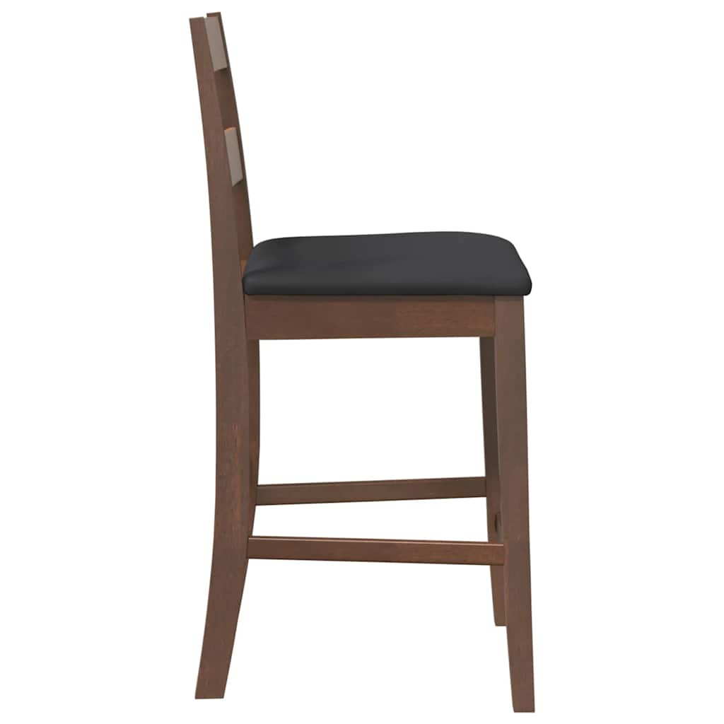 Bar stools with cushions 2 pcs made of rubber made of solid wood brown