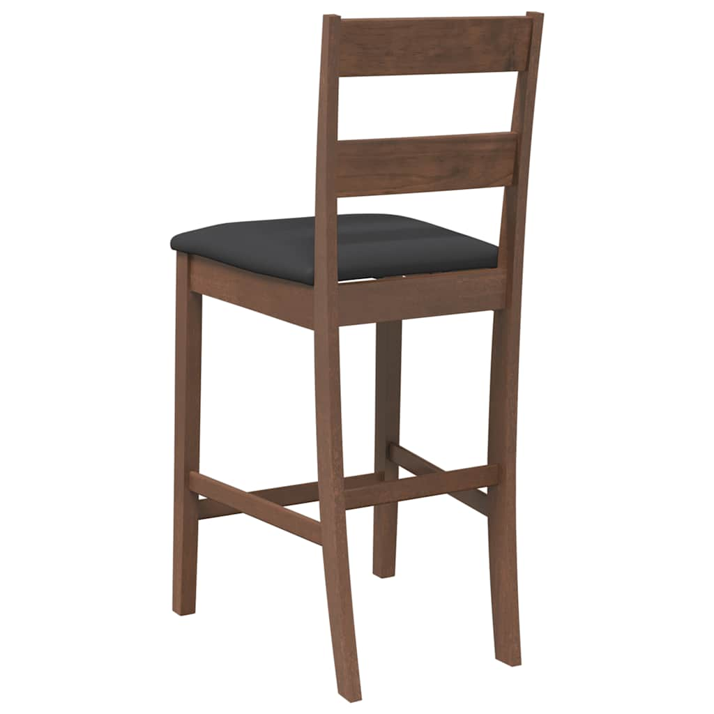 Bar stools with cushions 2 pcs made of rubber made of solid wood brown