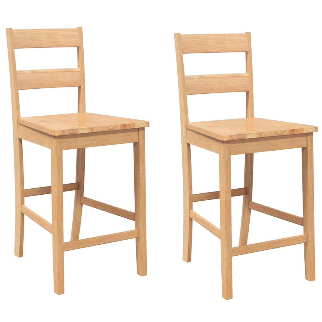 2 pcs solid wood bar stools with natural rubber