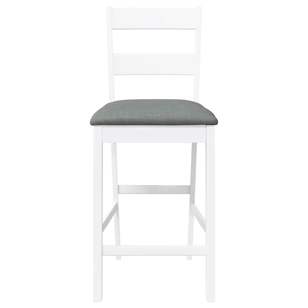 Bar stools with cushions 2 pcs made of rubber made of solid wood white