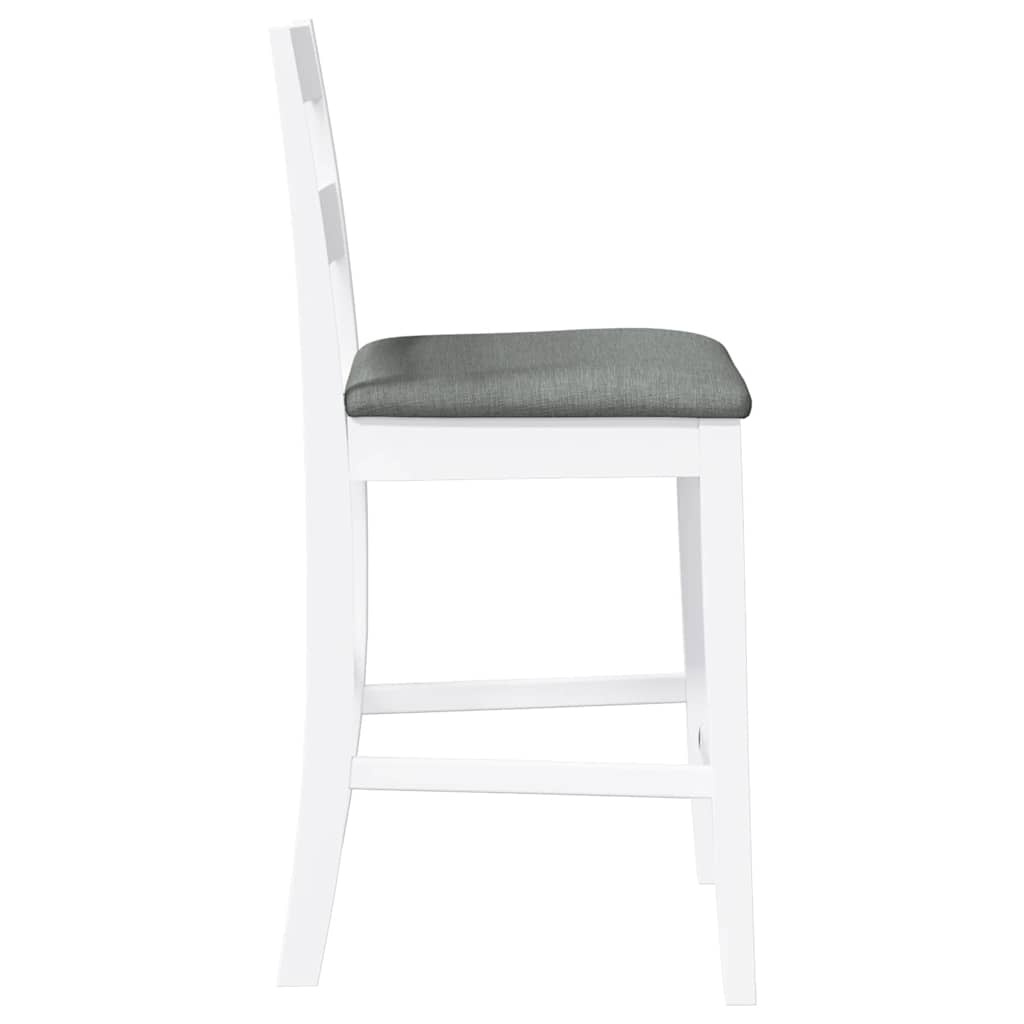 Bar stools with cushions 2 pcs made of rubber made of solid wood white