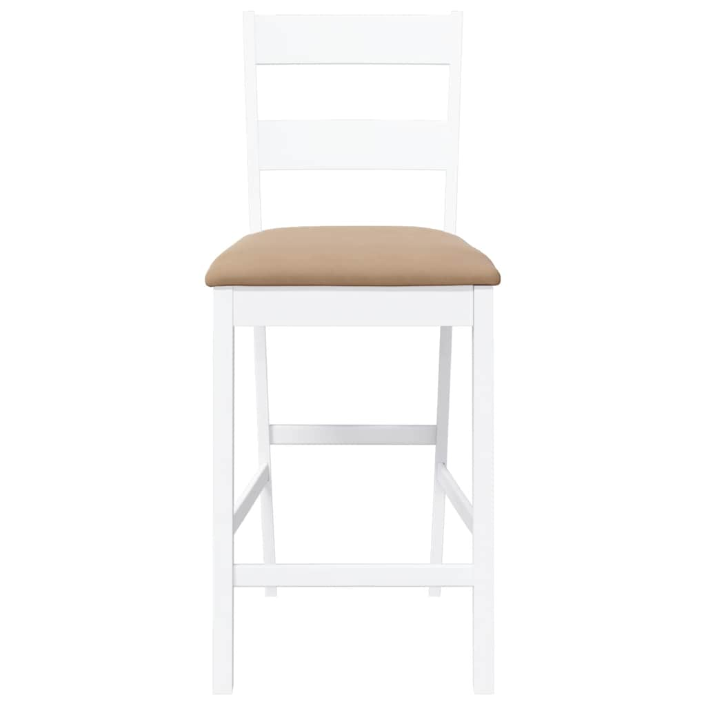 Bar stools with cushions 2 pcs made of rubber made of solid wood white