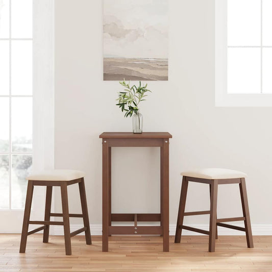 Bar stools with cushions 2 pcs made of rubber made of solid wood brown