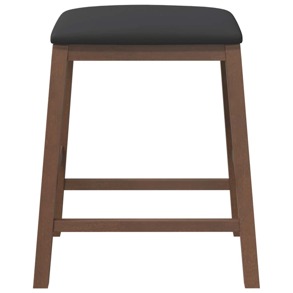 Bar stools with cushions 2 pcs made of rubber made of solid wood brown