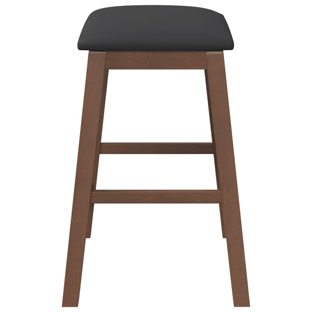 Bar stools with cushions 2 pcs made of rubber made of solid wood brown