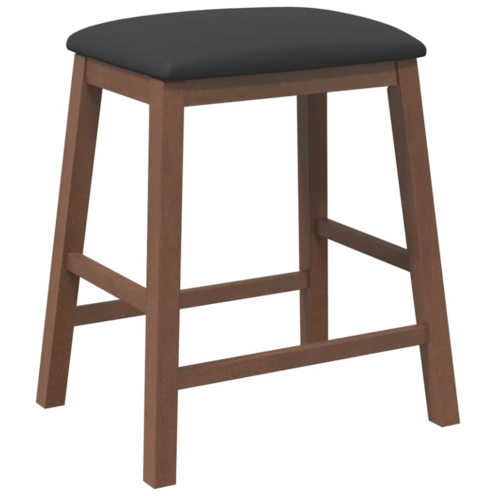 Bar stools with cushions 2 pcs made of rubber made of solid wood brown