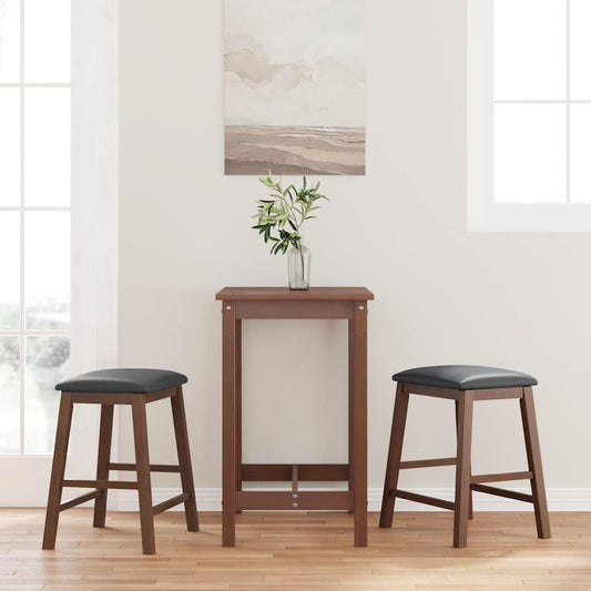 Bar stools with cushions 2 pcs made of rubber made of solid wood brown