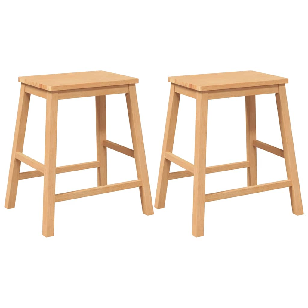 Bar stools 2 pcs made of solid rubber wood