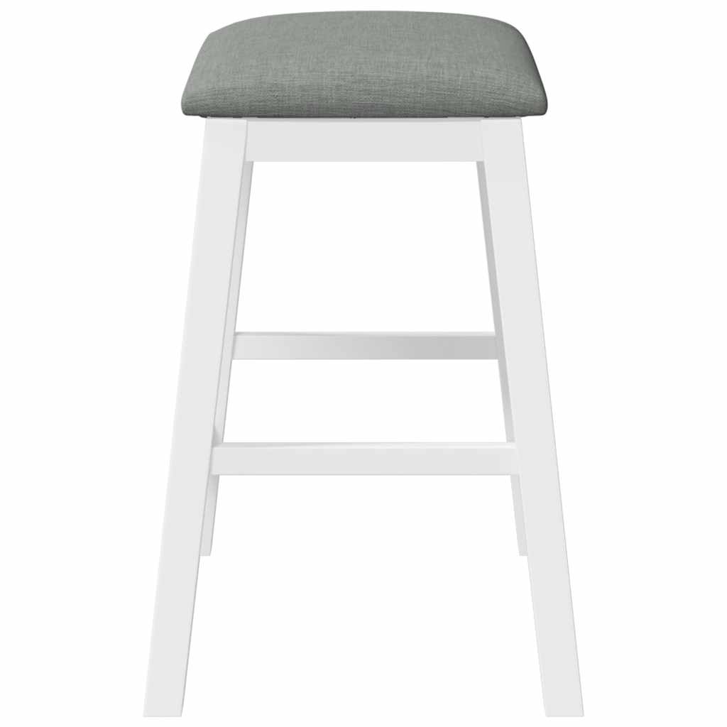 Bar stools with cushions 2 pcs made of rubber made of solid wood white