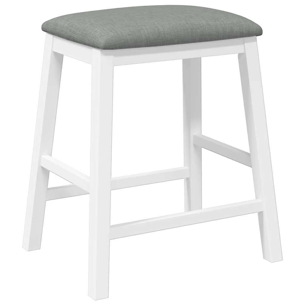 Bar stools with cushions 2 pcs made of rubber made of solid wood white