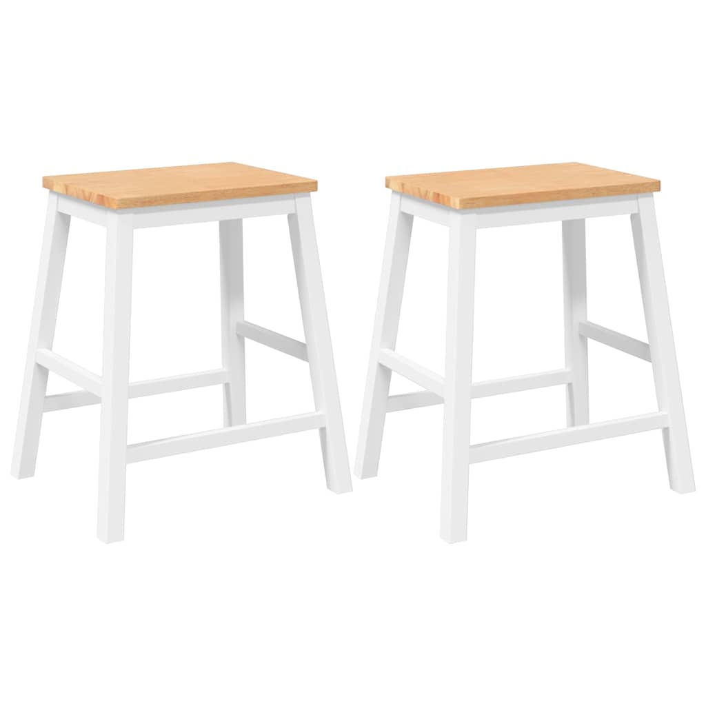 Bar stools 2 pcs Solid wood rubber white