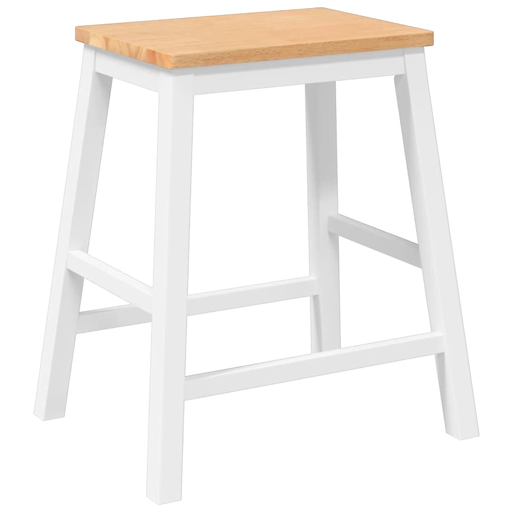 Bar stools 2 pcs Solid wood rubber white