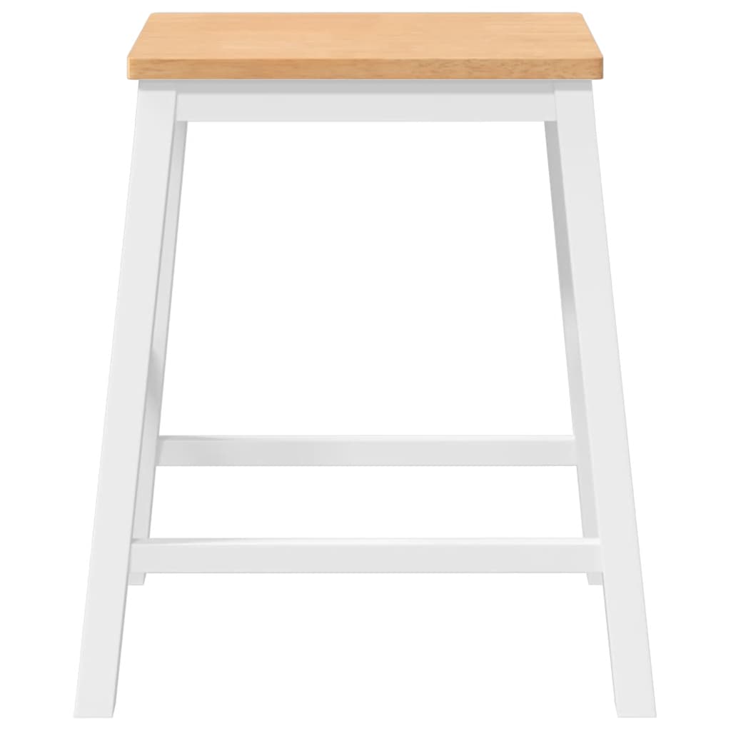 Bar stools 2 pcs Solid wood rubber white