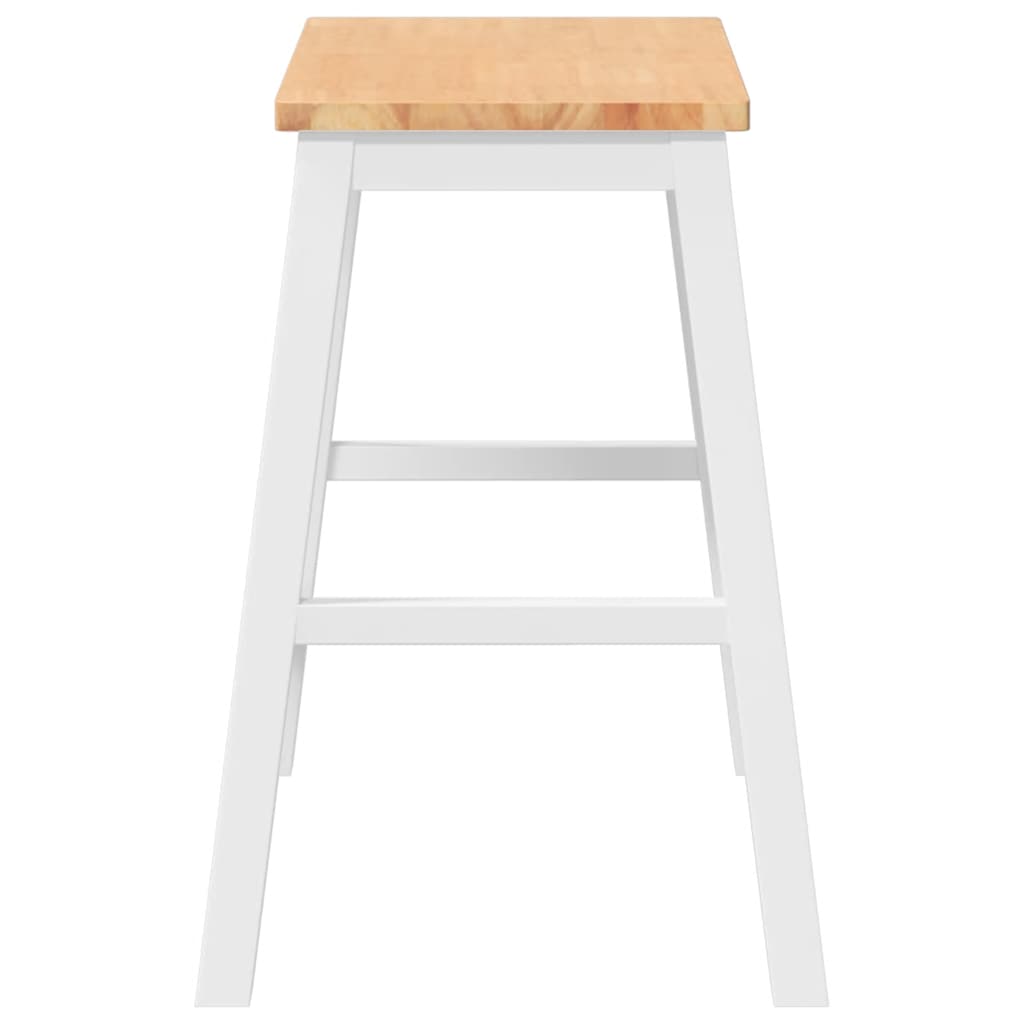 Bar stools 2 pcs Solid wood rubber white