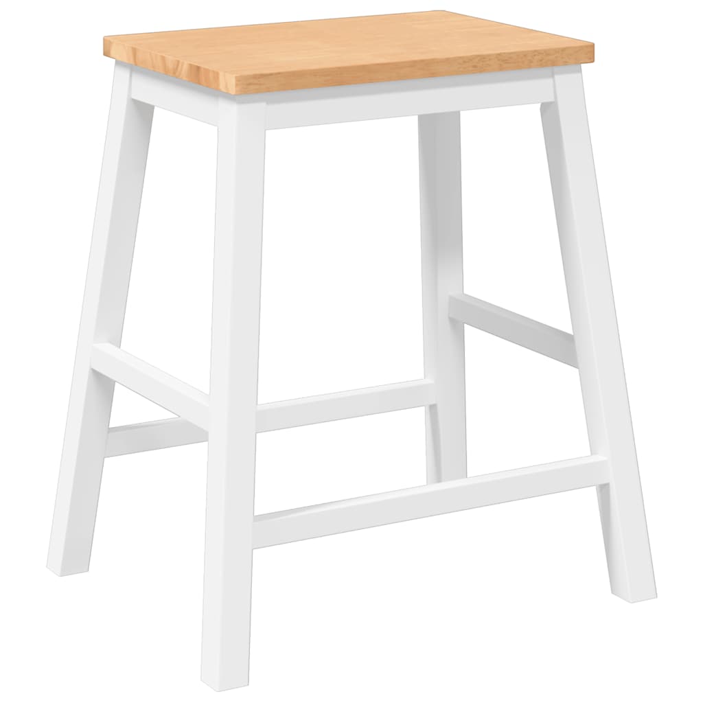 Bar stools 2 pcs Solid wood rubber white