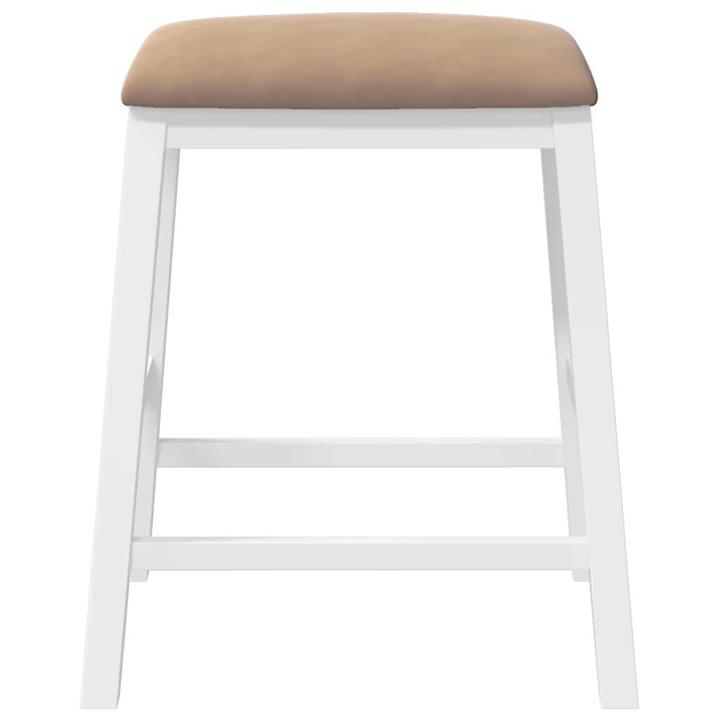 Bar stools with cushions 2 pcs made of rubber made of solid wood white