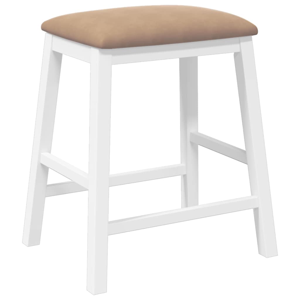 Bar stools with cushions 2 pcs made of rubber made of solid wood white