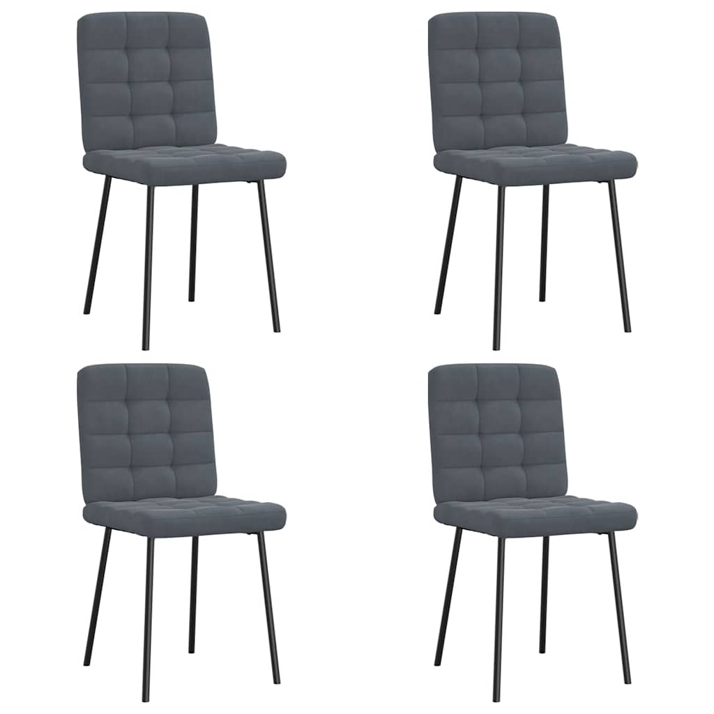 Kitchen chairs, 4 pcs., dark grey, velvet