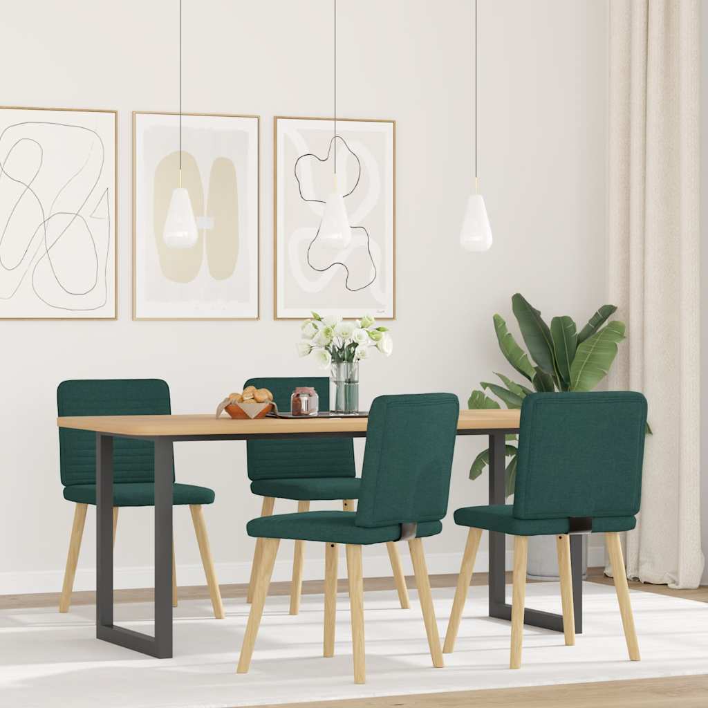 Dining room chairs 4 pcs Dark green fabric