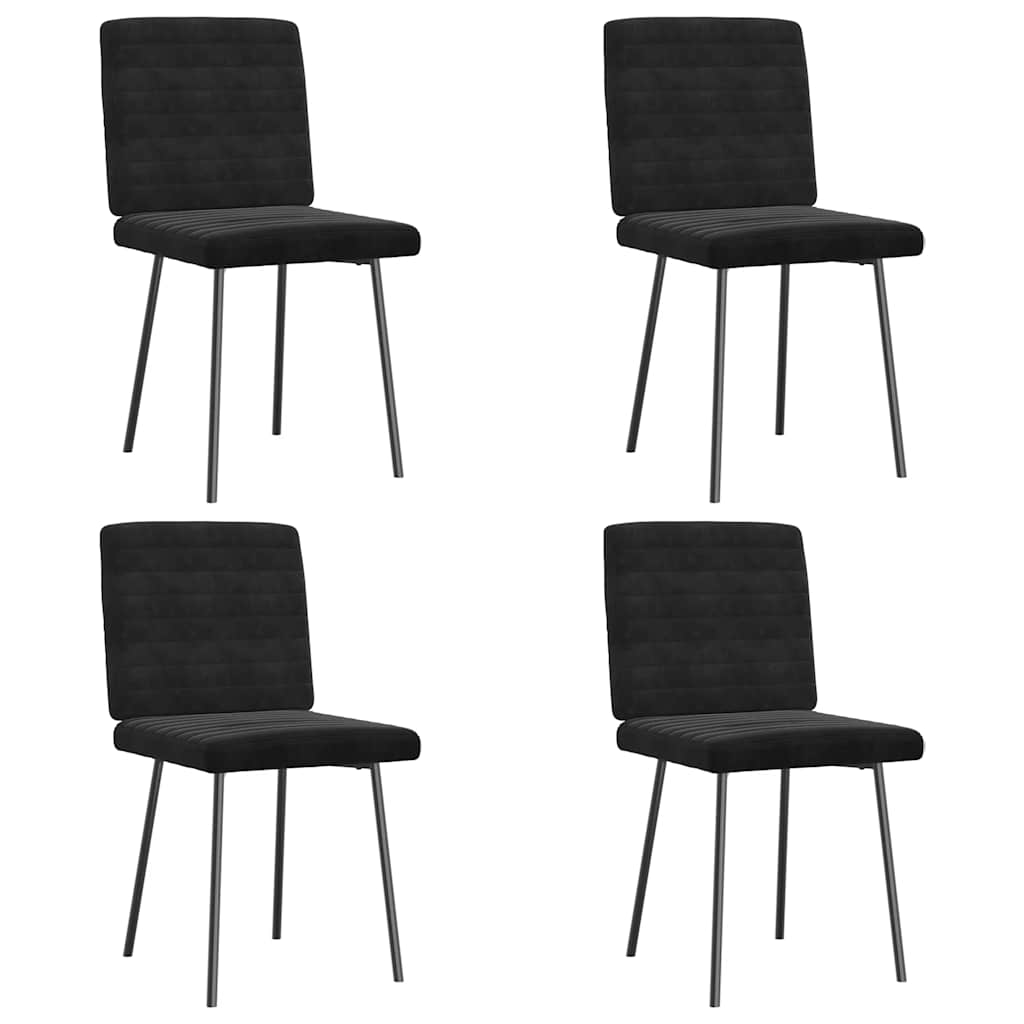 Kitchen chairs, 4 pcs., black, velvet