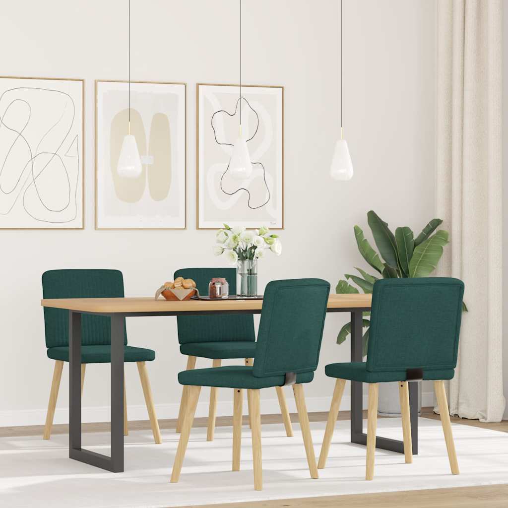 Dining room chairs 4 pcs Dark green fabric