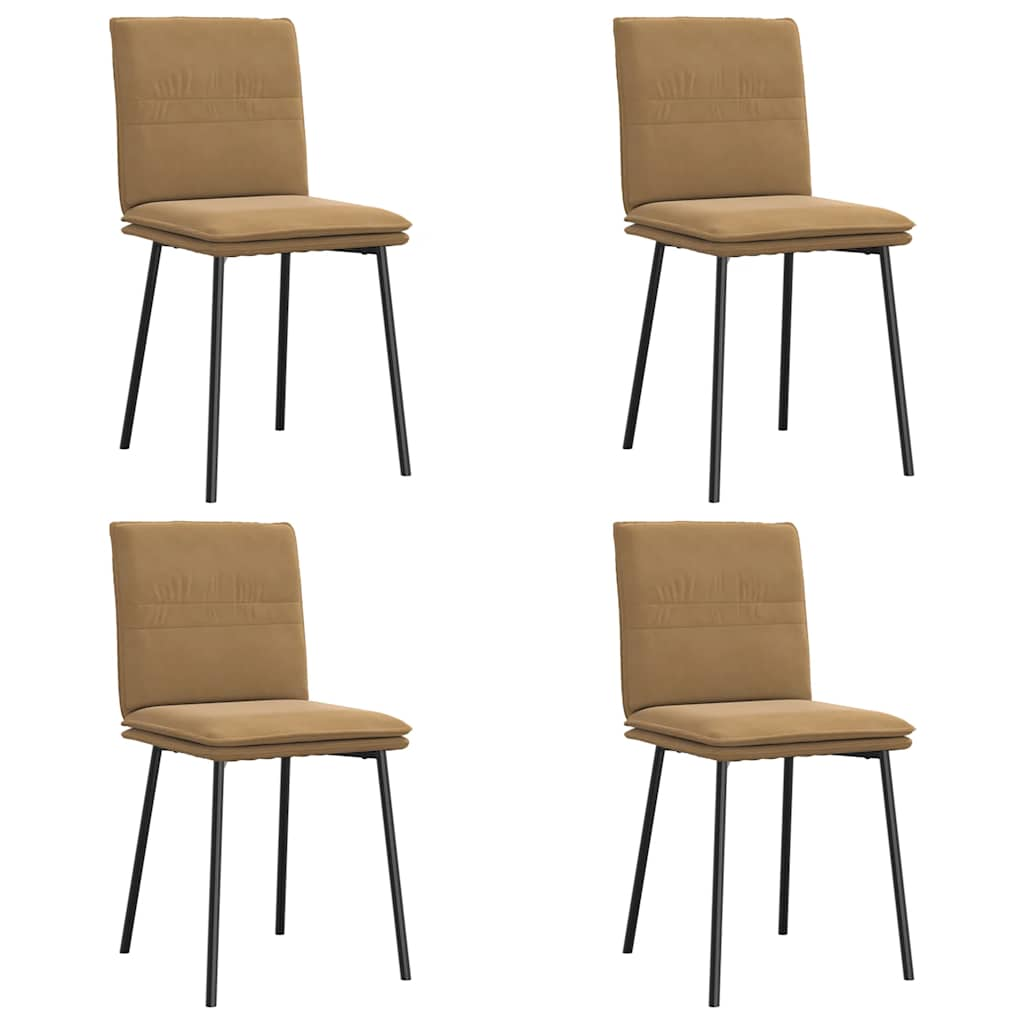 Kitchen chairs, 4 pcs., brown, velvet