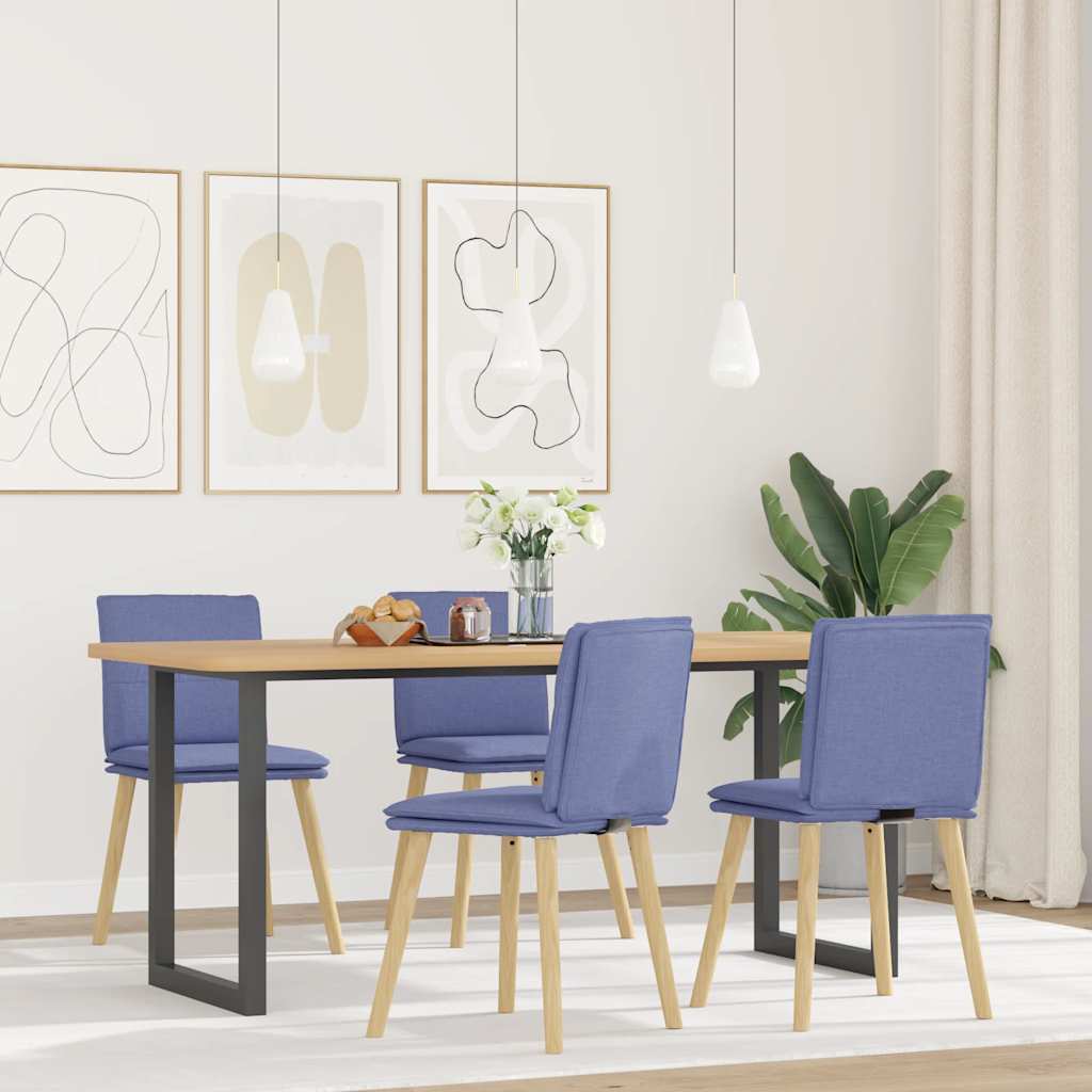 Dining room chairs 4 pcs Jeans Blue fabric