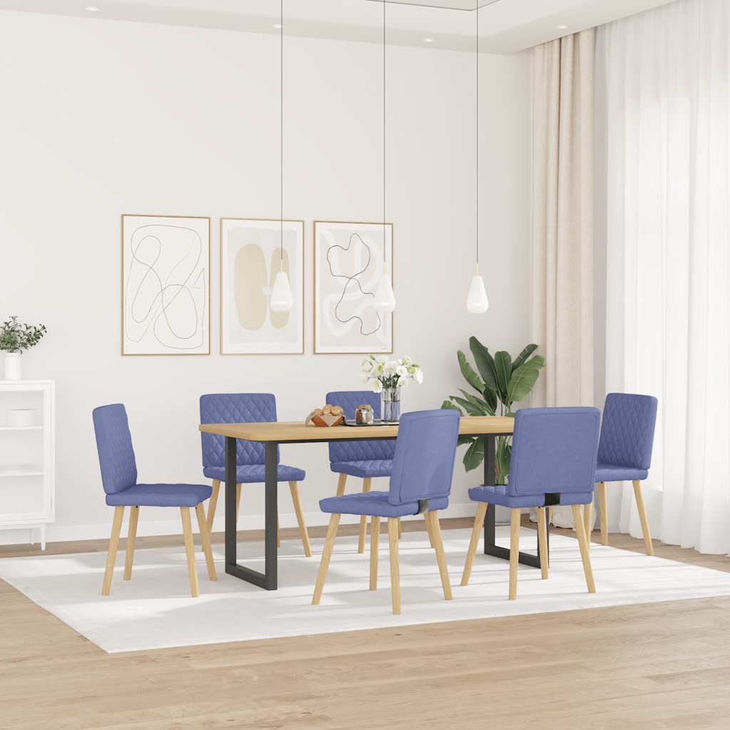 Dining room chairs 6 pcs Jeans Blue fabric