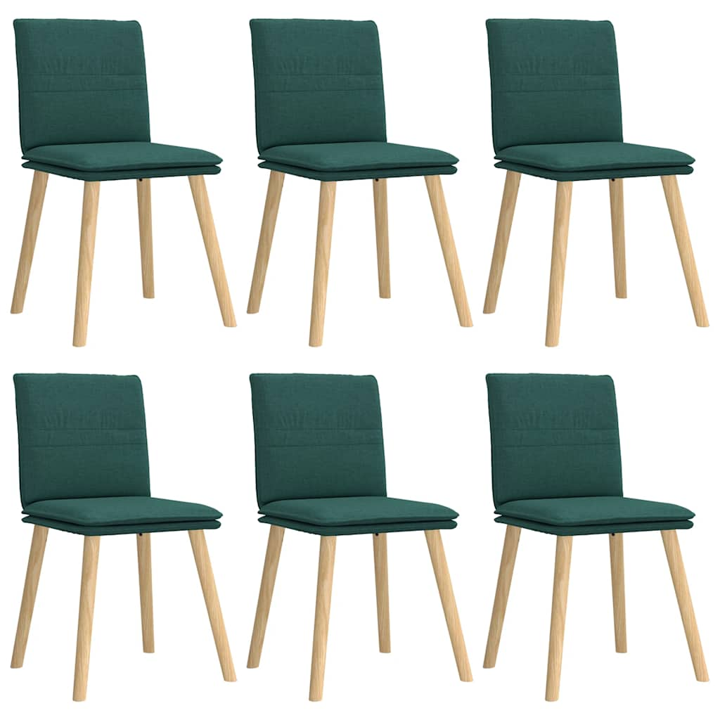 Kitchen chairs, 6 pcs., dark green, fabric