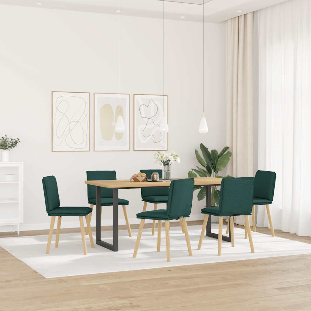 Kitchen chairs, 6 pcs., dark green, fabric