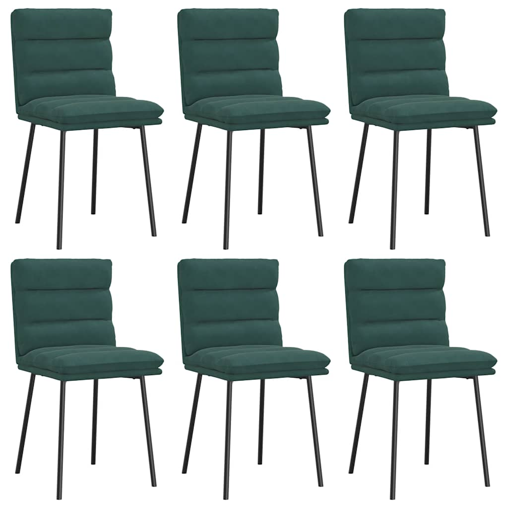 Kitchen chairs, 6 pcs., dark green, velvet