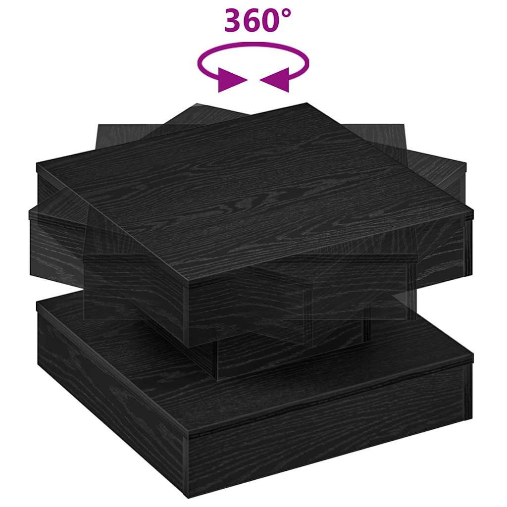 360 degree rotating coffee table, black 50x50x34.5 cm