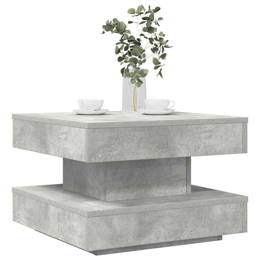 Măsuță cafea rotativă 360 grade, gri beton 50x50x34,5 cm