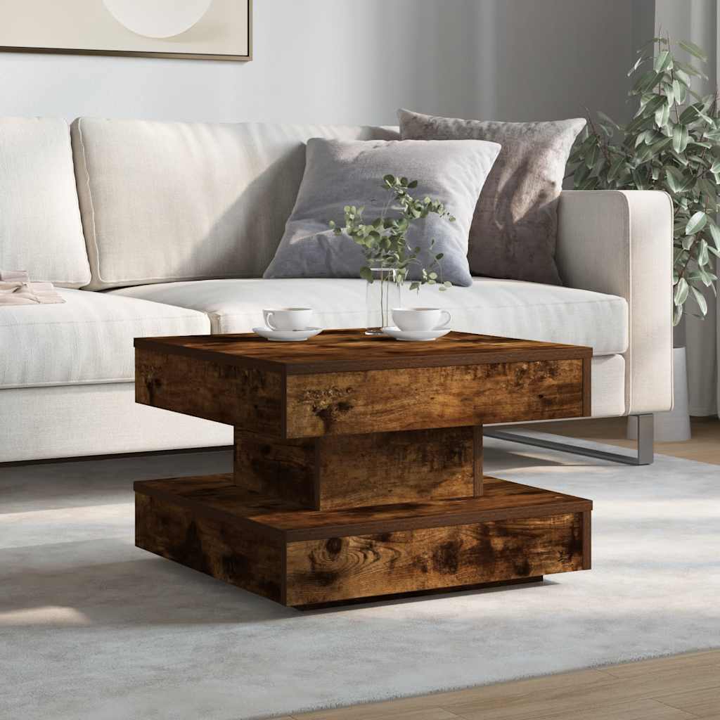 360 degree rotating coffee table, smoked oak 50x50x34.5 cm