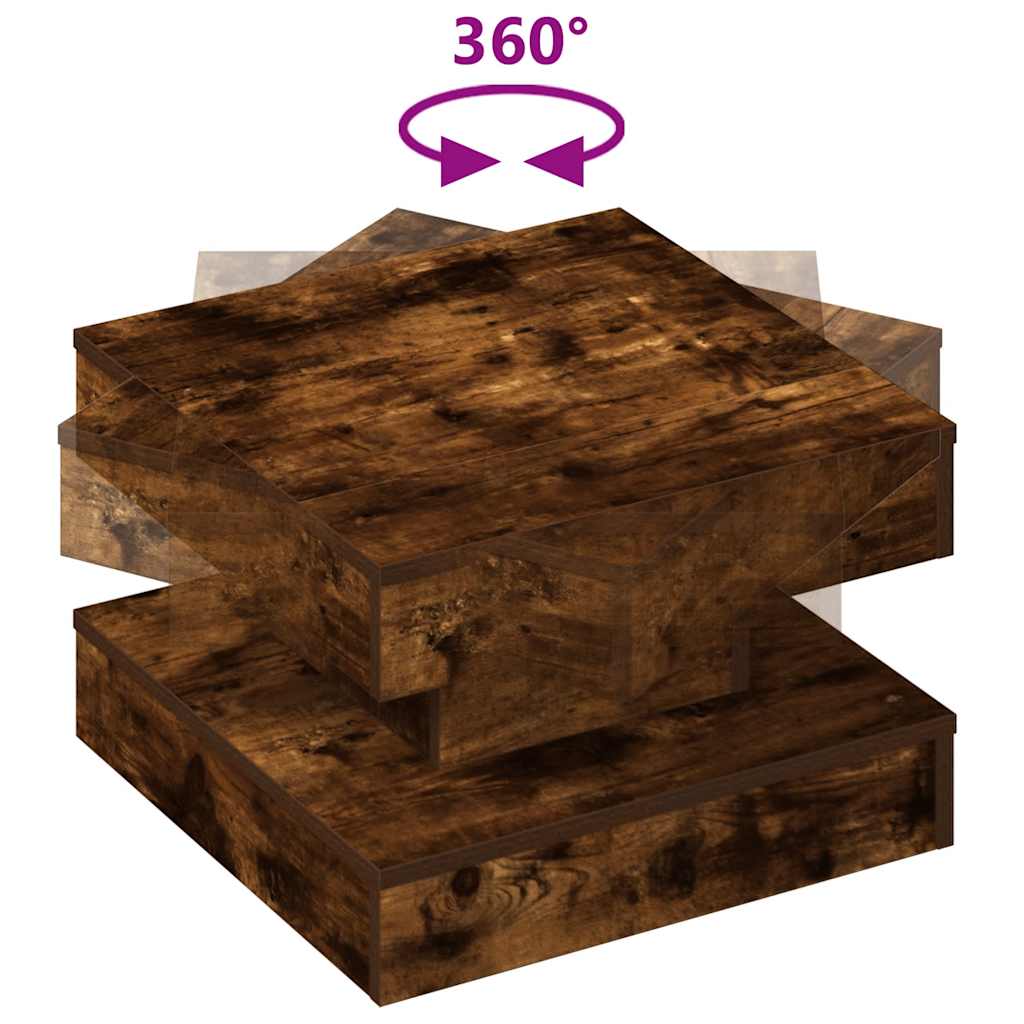 360 degree rotating coffee table, smoked oak 50x50x34.5 cm