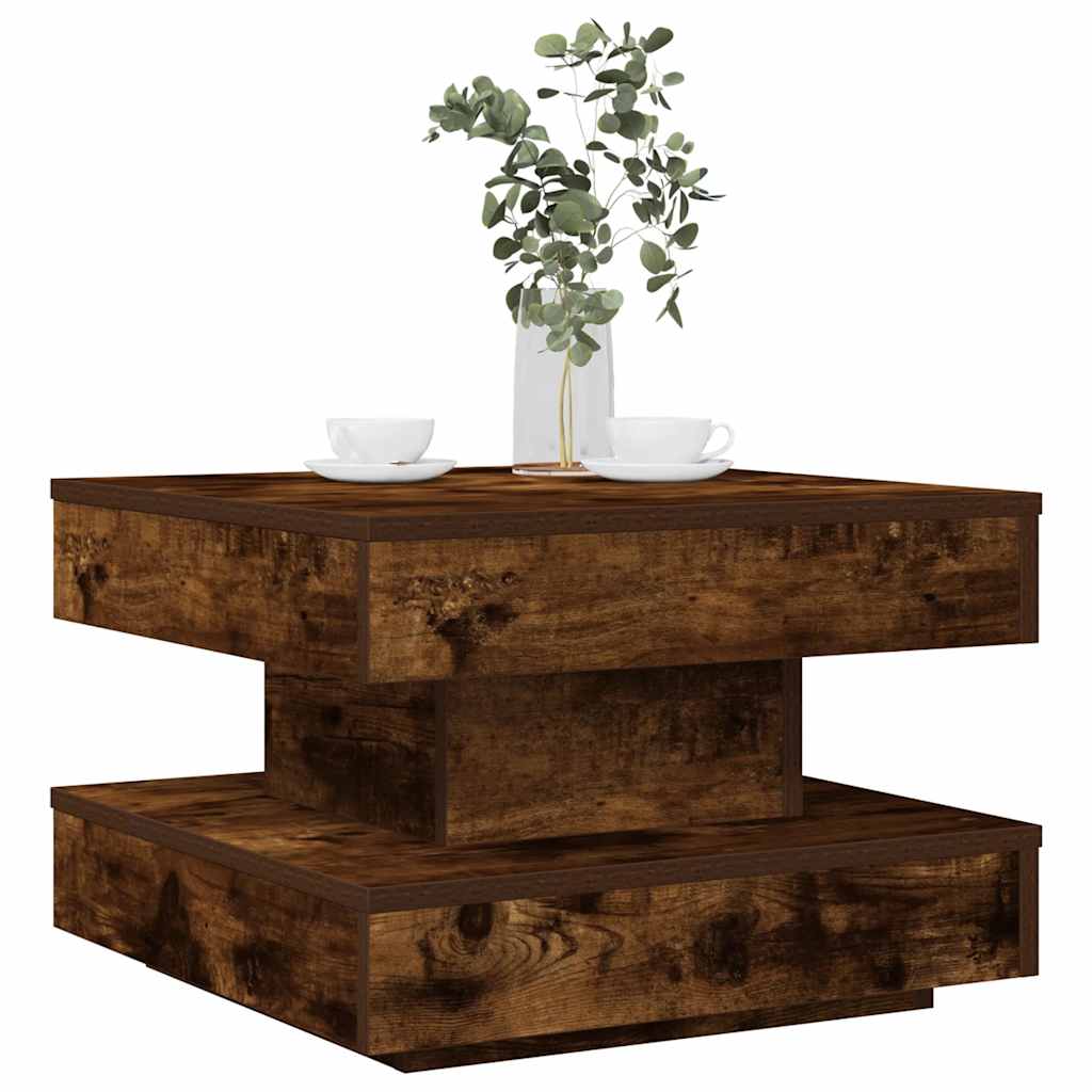 360 degree rotating coffee table, smoked oak 50x50x34.5 cm