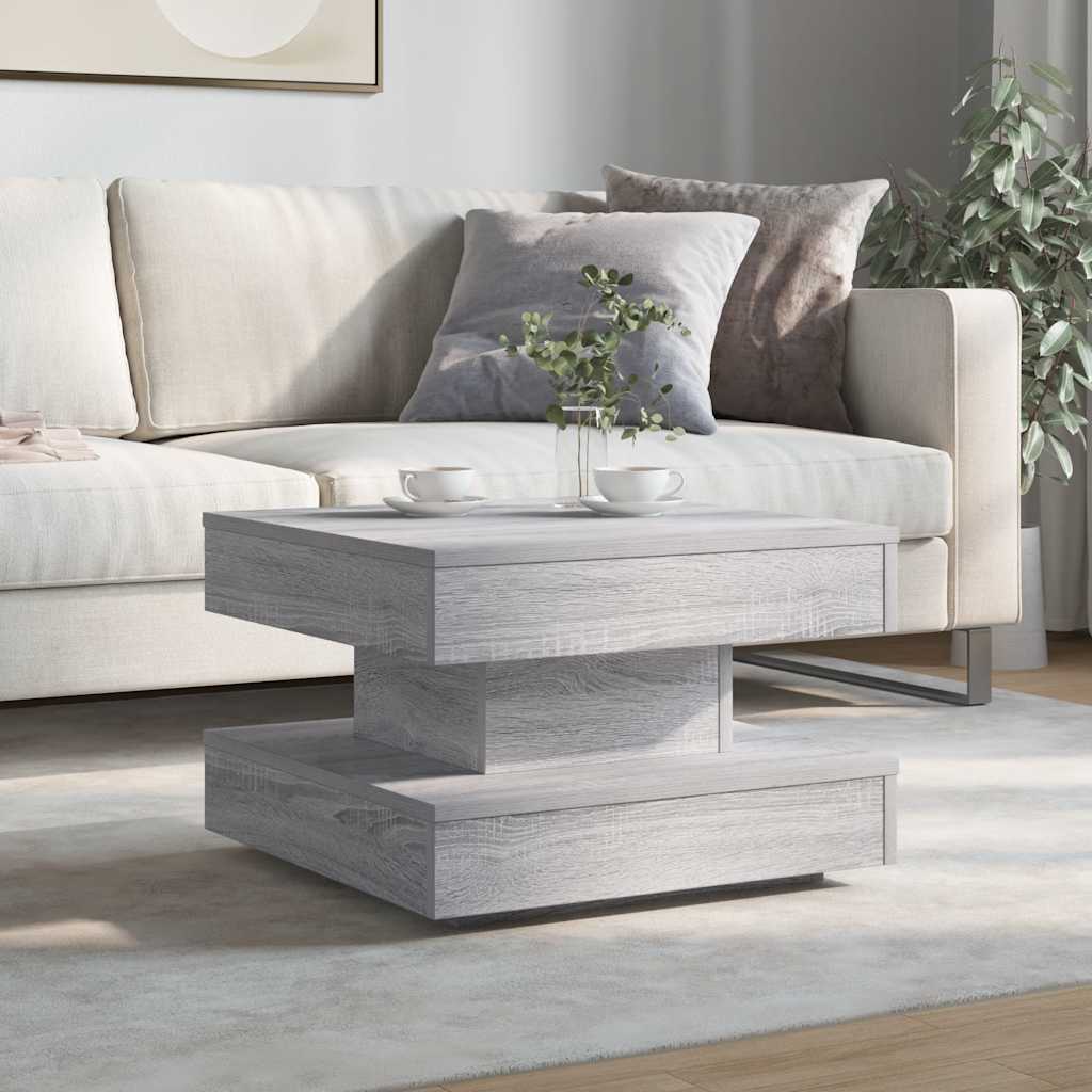 360 degree rotating coffee table, sonoma gray 50x50x34.5 cm