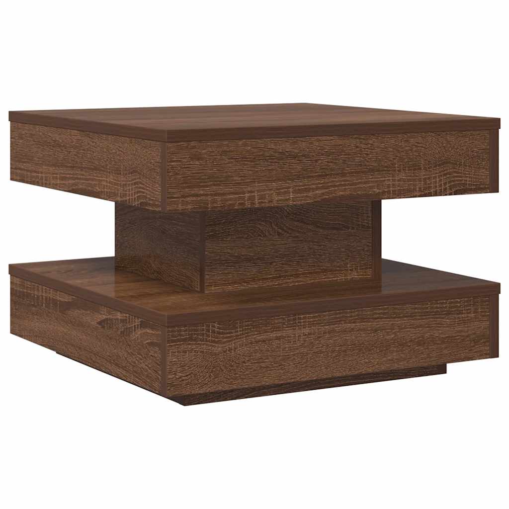 360 degree rotating coffee table, brown oak 50x50x34.5 cm