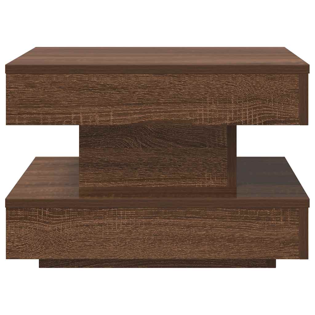 360 degree rotating coffee table, brown oak 50x50x34.5 cm