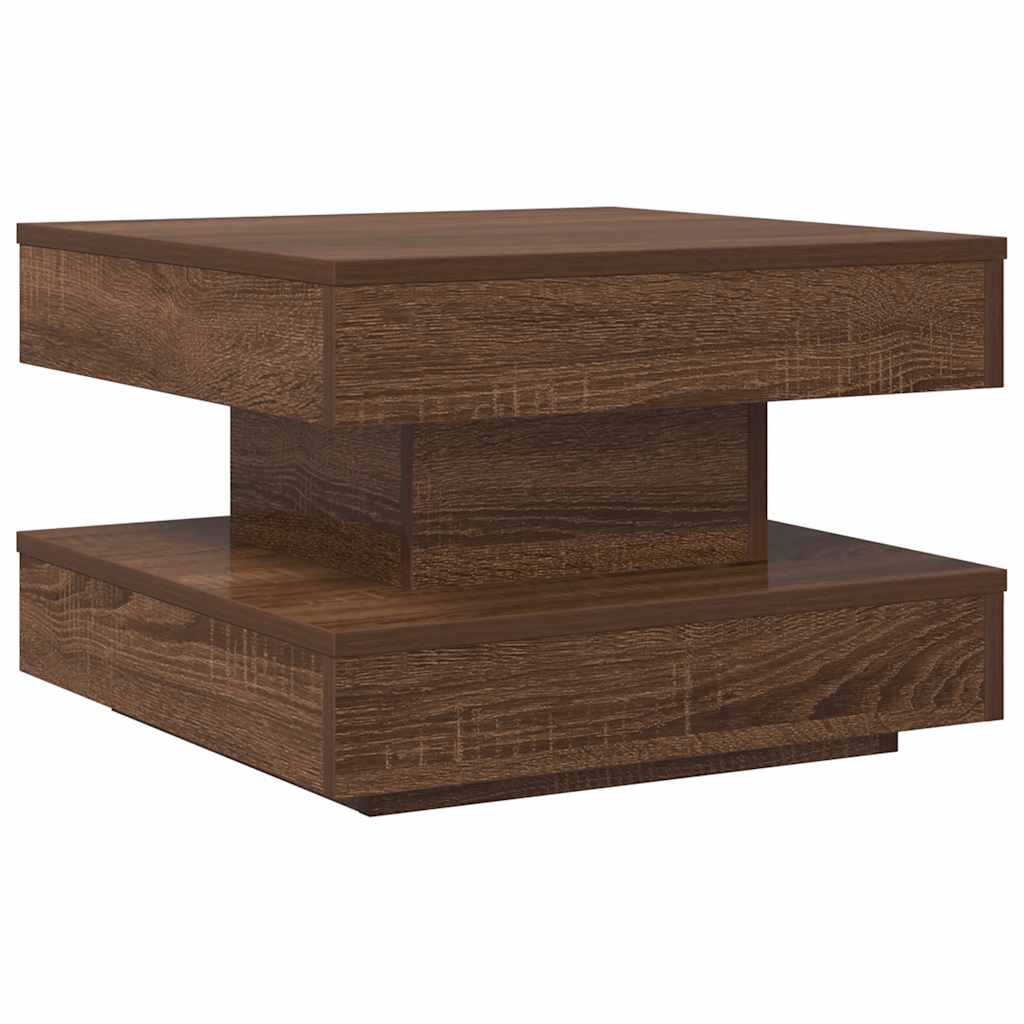 360 degree rotating coffee table, brown oak 50x50x34.5 cm