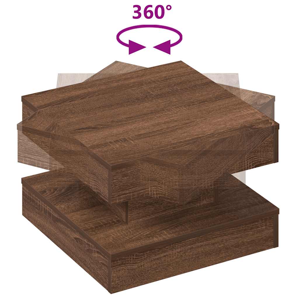 360 degree rotating coffee table, brown oak 50x50x34.5 cm