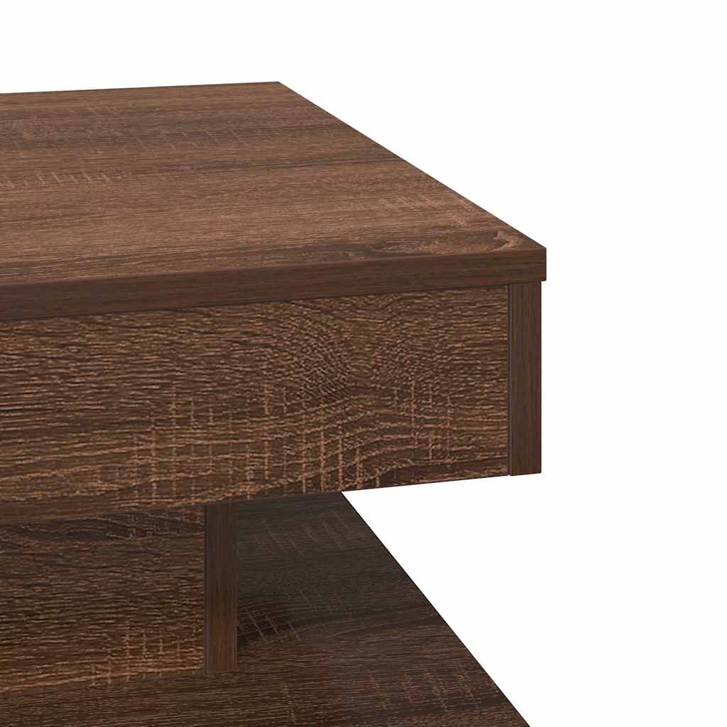 360 degree rotating coffee table, brown oak 50x50x34.5 cm