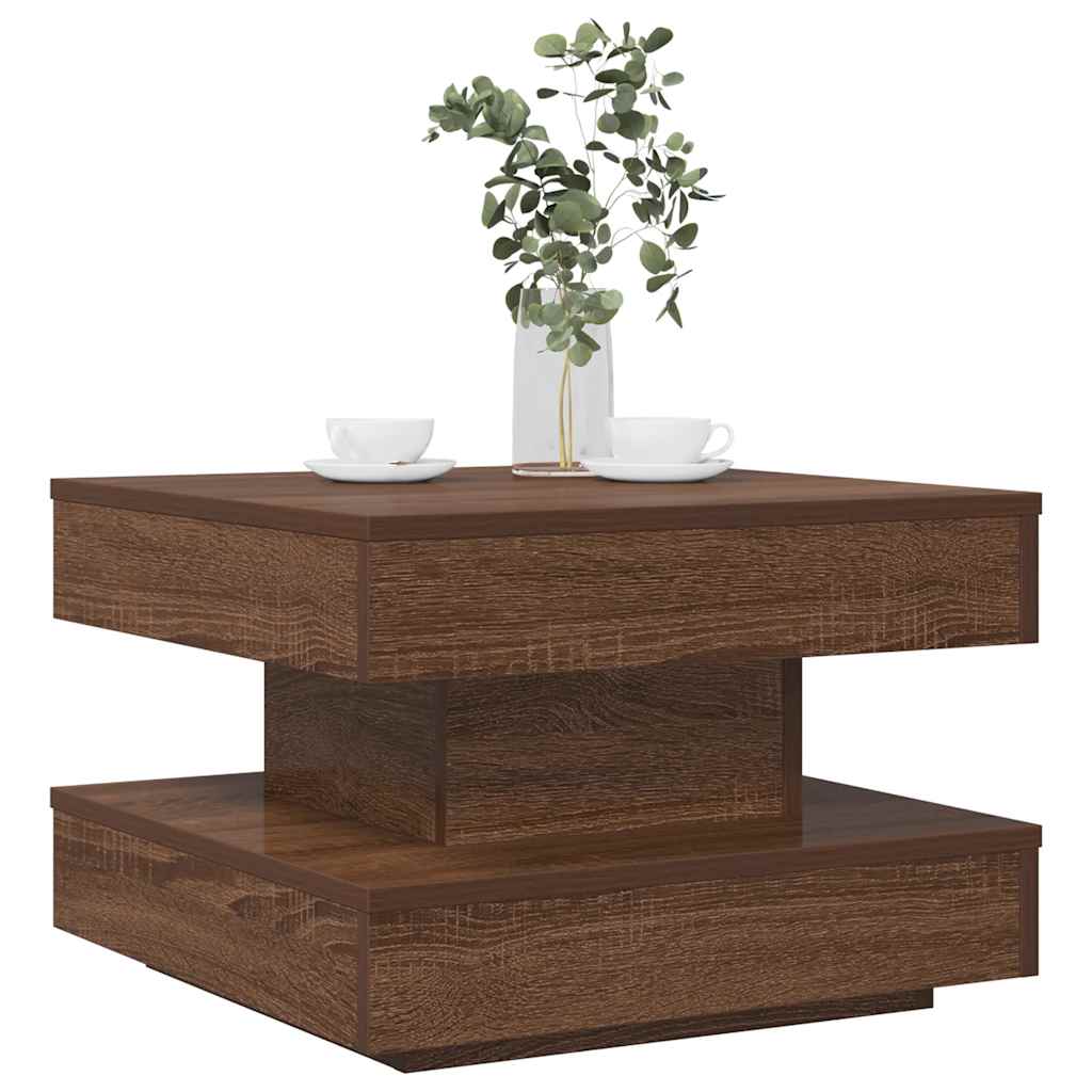 360 degree rotating coffee table, brown oak 50x50x34.5 cm