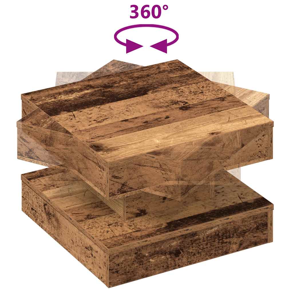 360 degree rotating coffee table, old wood 50x50x34.5 cm