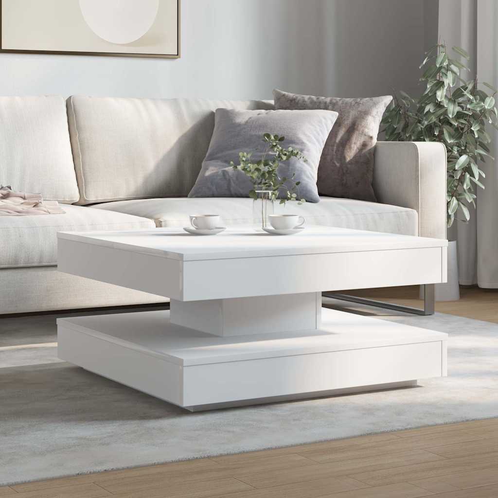 360 degree rotating coffee table, white 70x70x34.5 cm