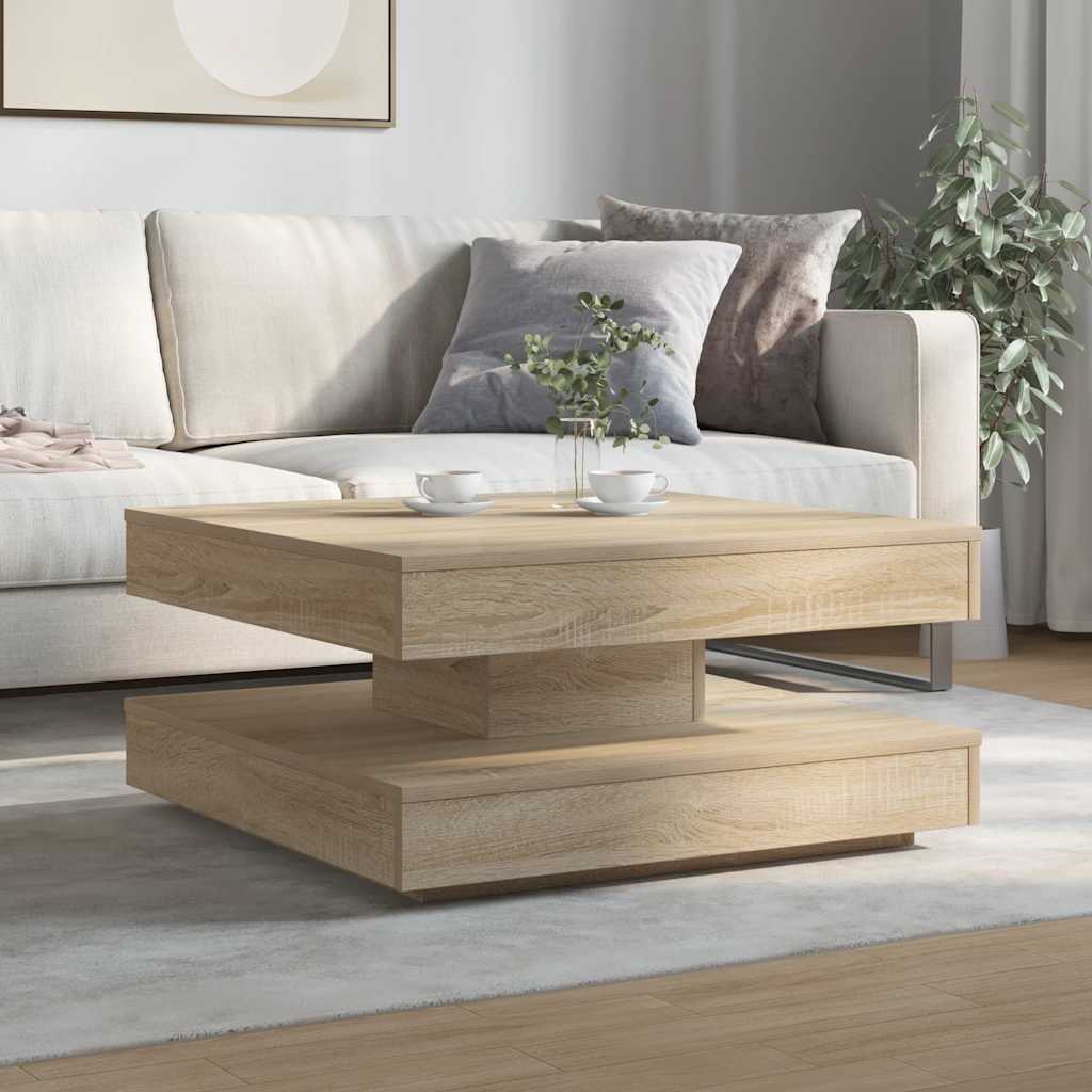 360 degree rotating coffee table, sonoma oak 70x70x34.5 cm