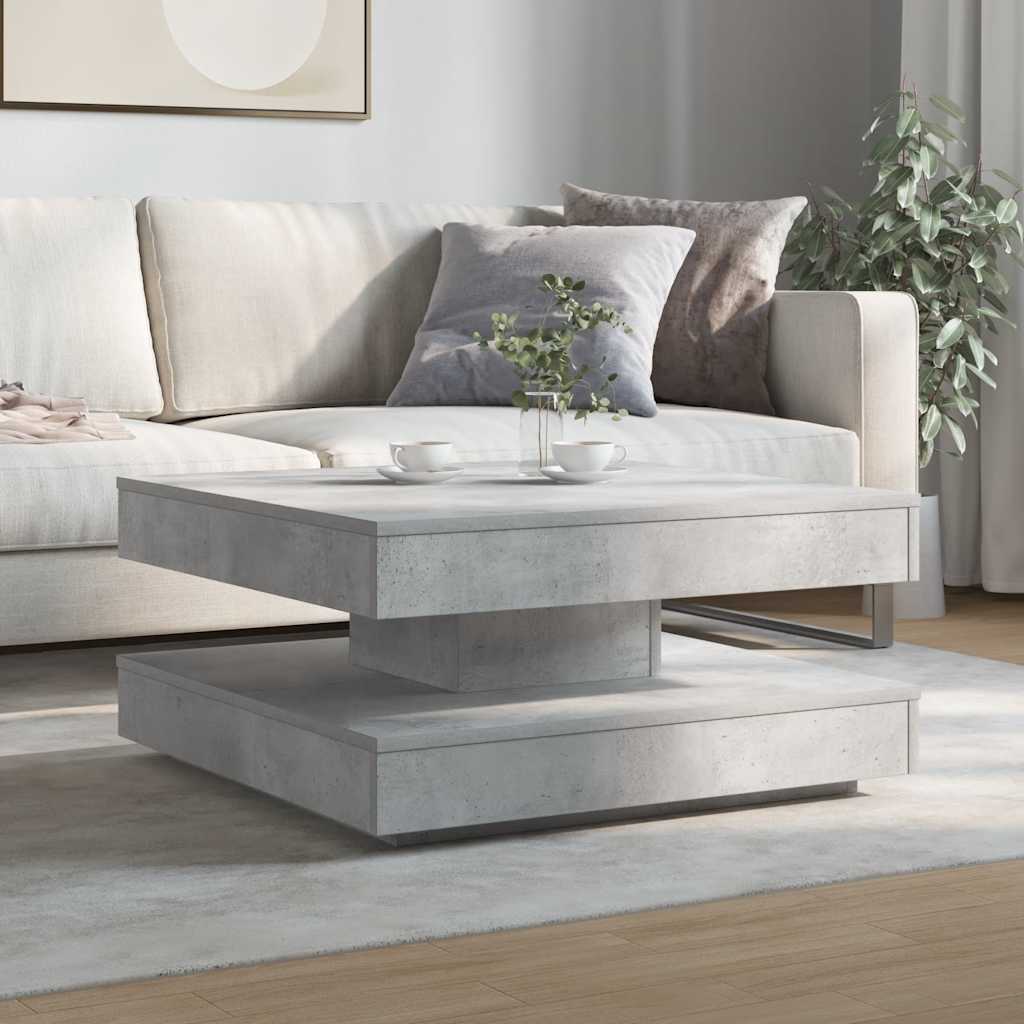 360 degree rotating coffee table, concrete gray 70x70x34.5 cm