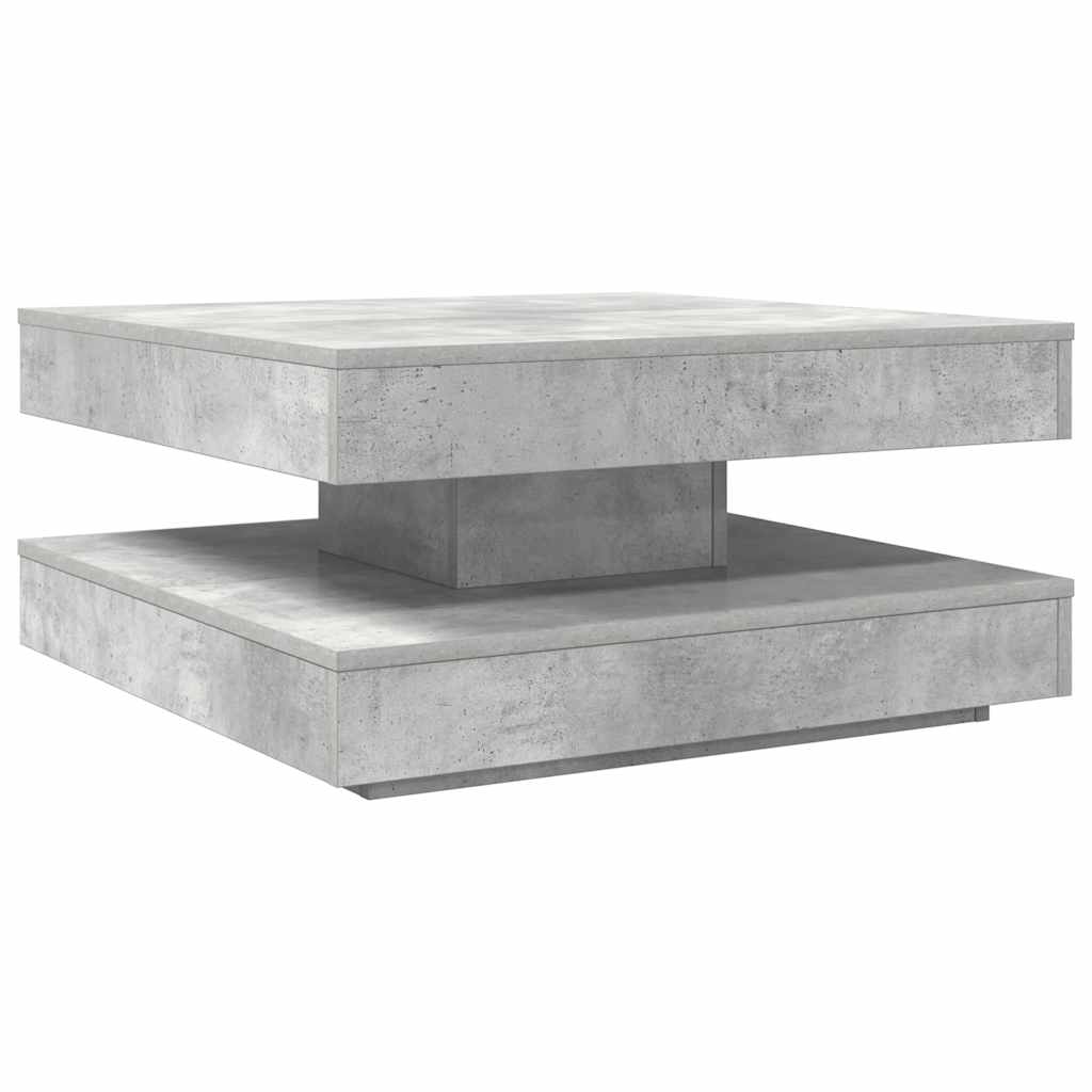 Măsuță cafea rotativă 360 grade, gri beton 70x70x34,5 cm