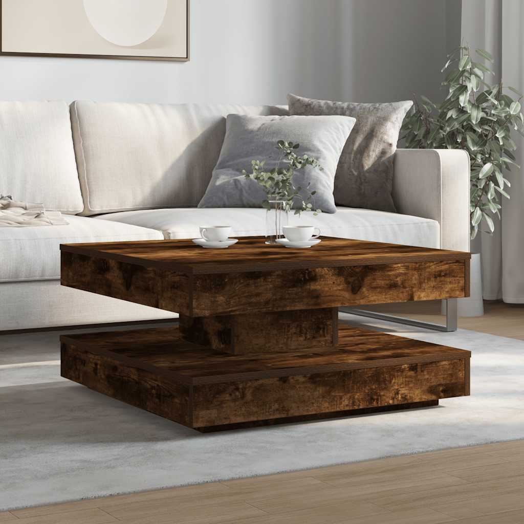 360 degree rotating coffee table, smoked oak 70x70x34.5 cm